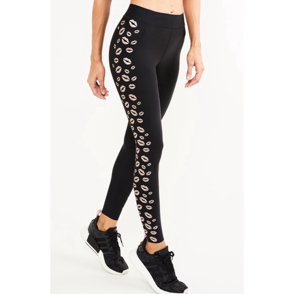 Ultracor Black Silver Lip Service Leggings Shapewear Size M